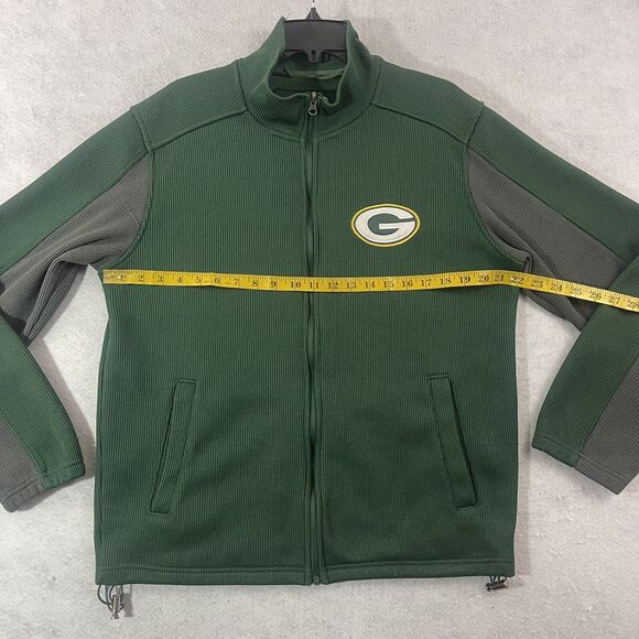 NFL Green Bay Packers Jacket Mens Size Medium Green Full Zip Fleece Logo Pockets - Picture 6 of 14